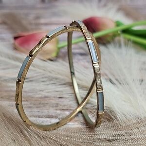 PREMIER DESIGNS ENAMEL INLAY BRASS STACKABLE BANGLE BRACELETS